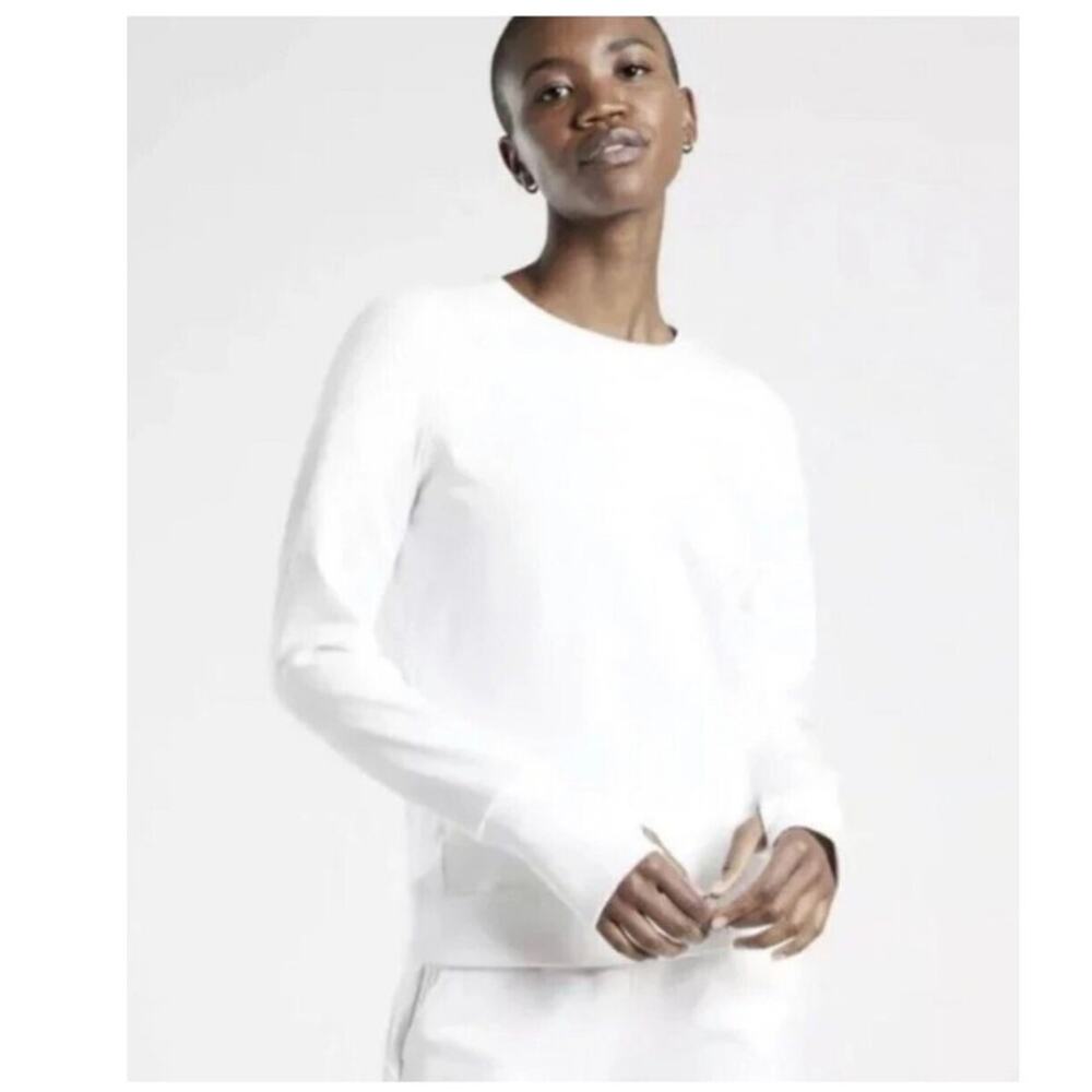 Athleta Womens 3x Triumph Crewneck Sweatshirt Top White Casual Comfy Athleisure